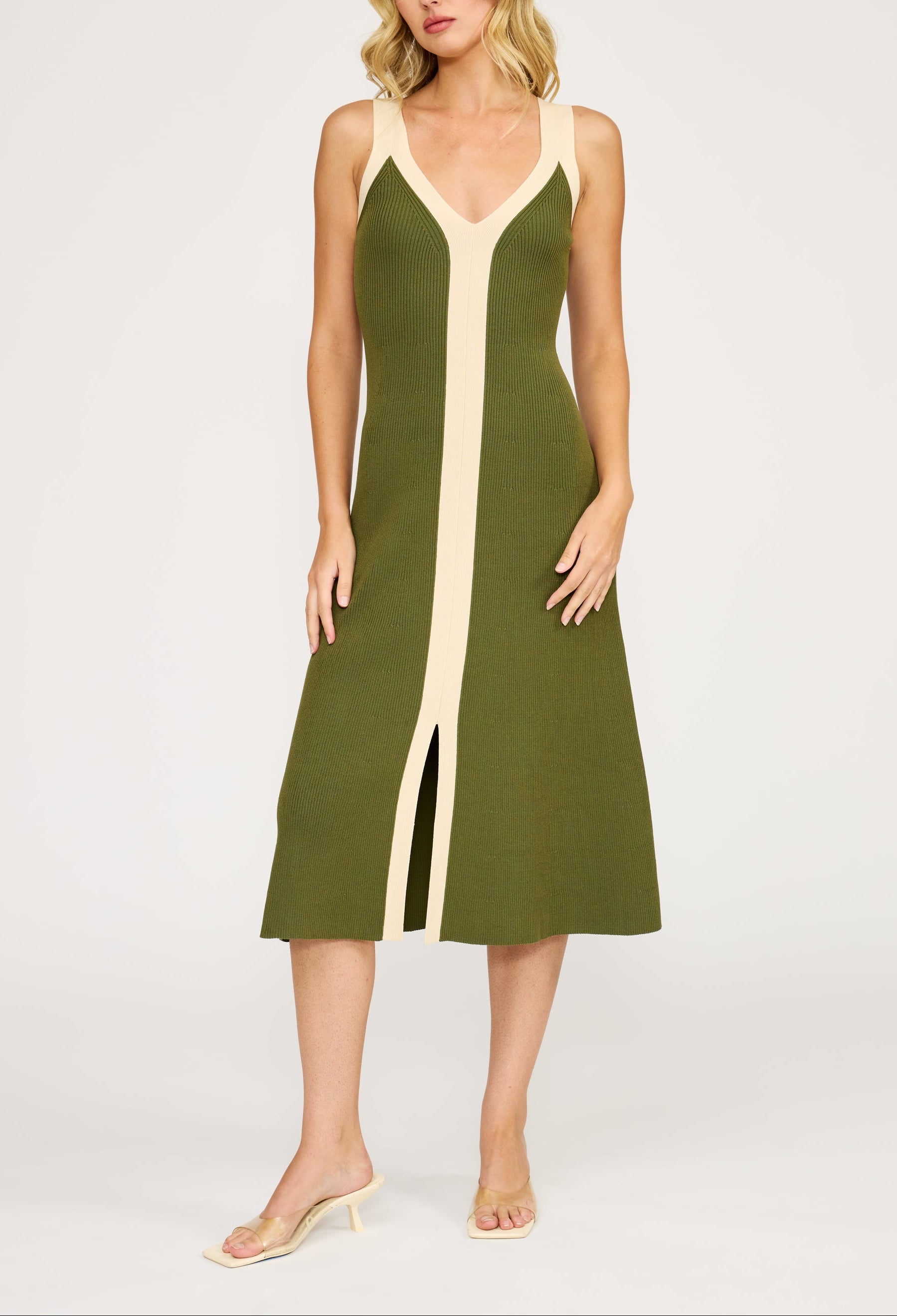 Lucy Paris color block knit midi dress