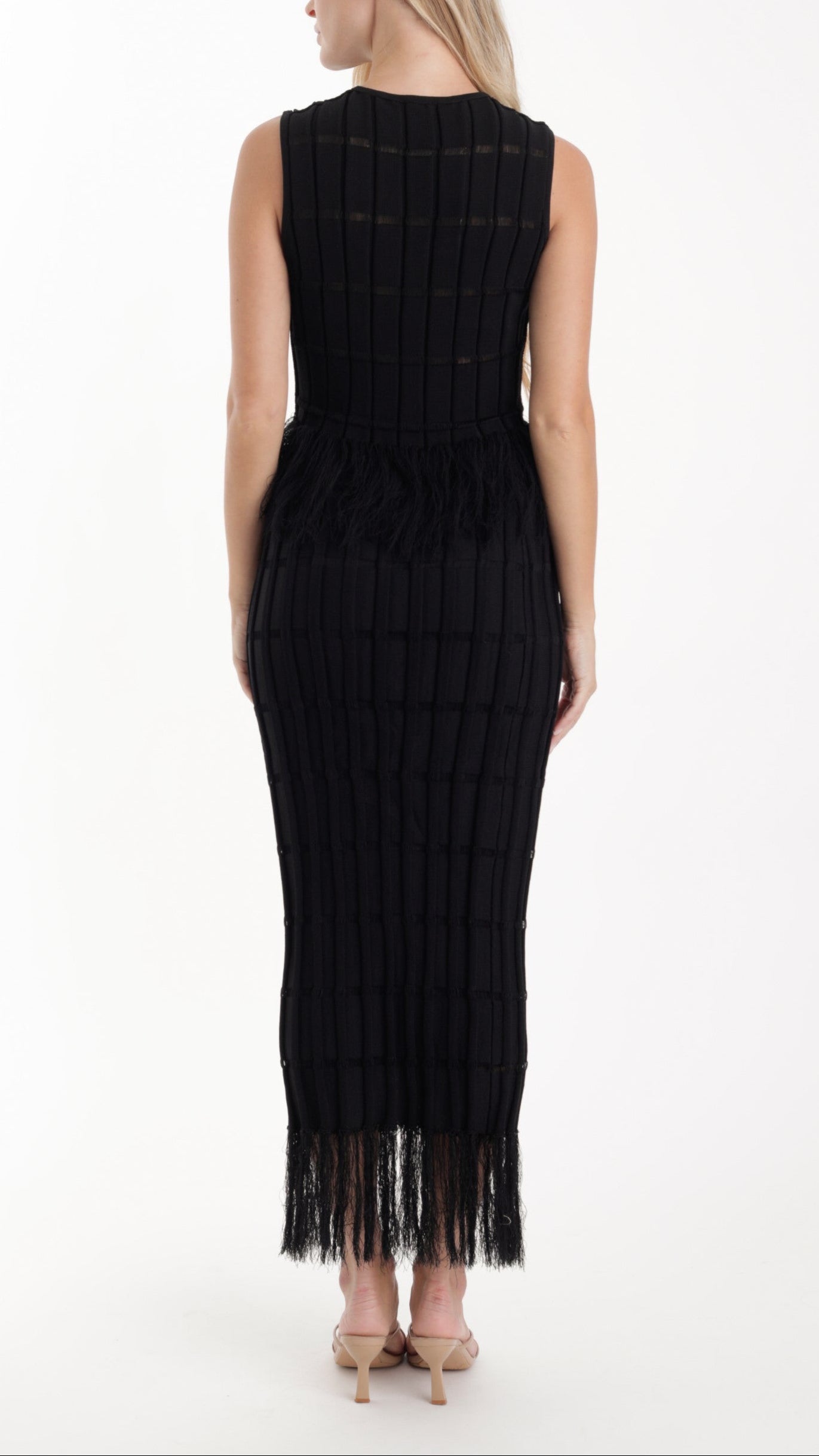 Black Fringe Knit Skirt 