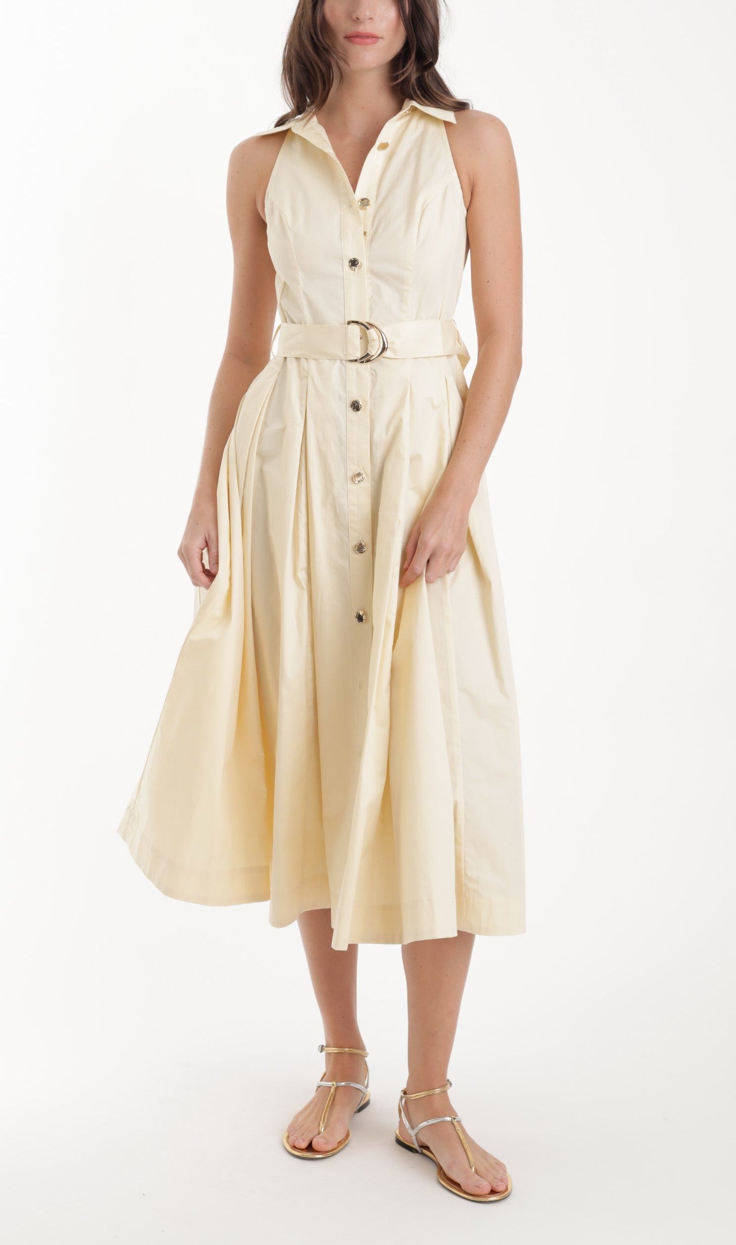 karina Grimaldi zarae yellow poplin dress